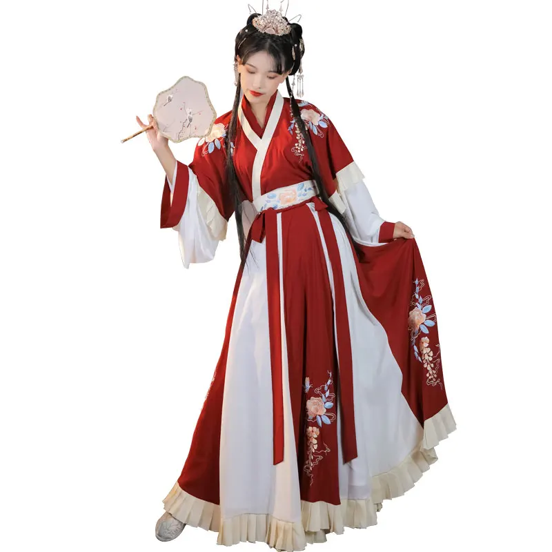 Китайское платье Ming Hanfu традиционный Древний костюм народный танец представление династии классическая одежда 6 м маятник DL4987