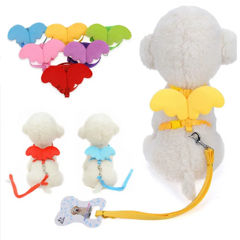 

Wing Dog Harness and Leash Dog Collars Leads Perfect Pet Products Solid Harnas Hond 6 Colors Hundeleine Chihuahua Pet Supplies