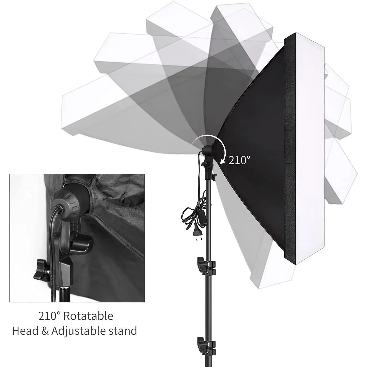 Equipamento Fotográfico Photo Studio Fotografia Caixa Macia Kit com Triopod Caixa de Vídeo 50x70cm Softbox Foto com Suporte da Lâmpada E27 - Image 3