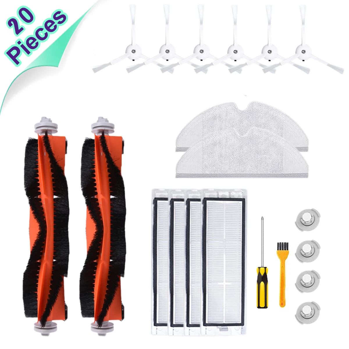 

Xiaomi Smart Home Roborock Robot Vacuum Cleaner 20PCS Accessories Main Brush Side Brush Water Tank Filter Comb Screw Mop Cloth