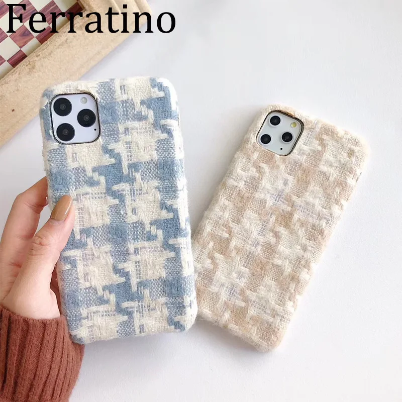 Роскошный шерстяной клетчатый чехол для телефона iPhone 11 Pro Max XR X XS 7 8 Plus 6 S Теплый