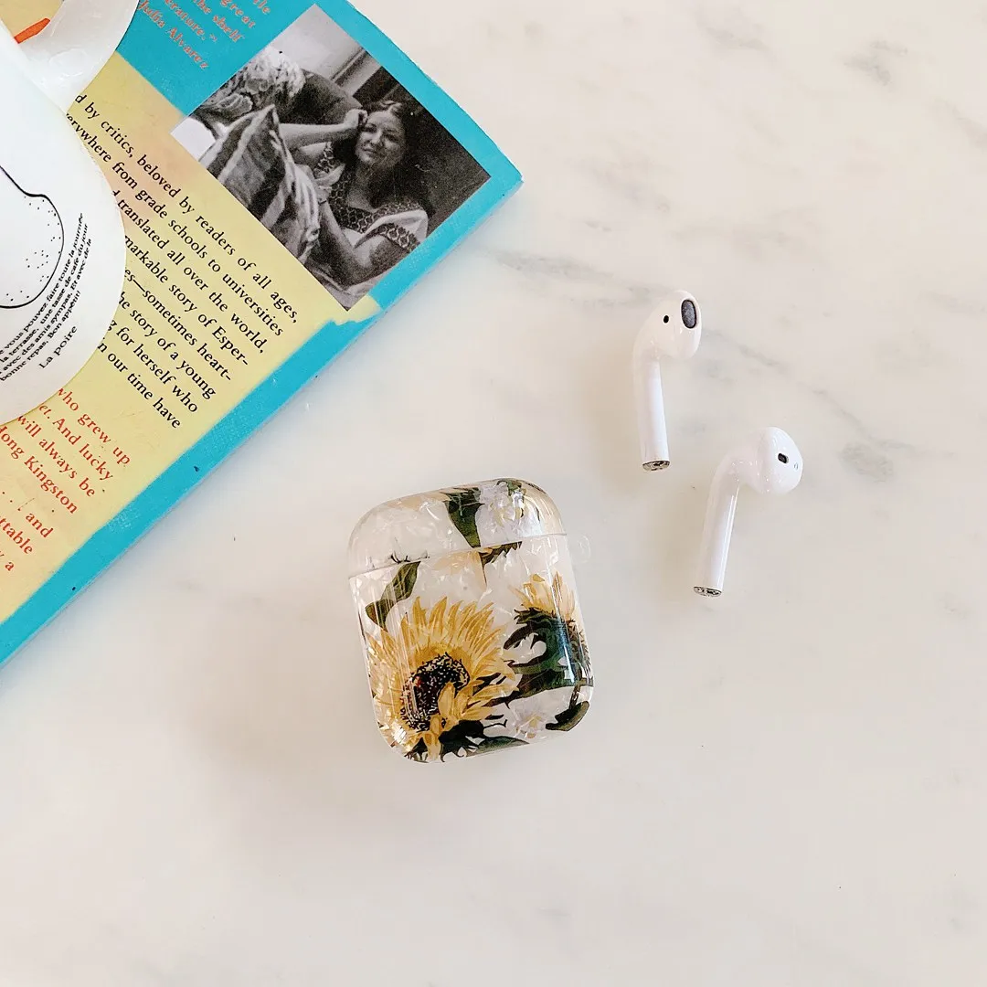 Чехол для наушников airpods 1/2 с цветочным рисунком в виде листьев и раковины с масляным рисунком, чехол для наушников air pods, роскошный силиконовый чехол для наушников в стиле ретро с цветами - Цвет: A3