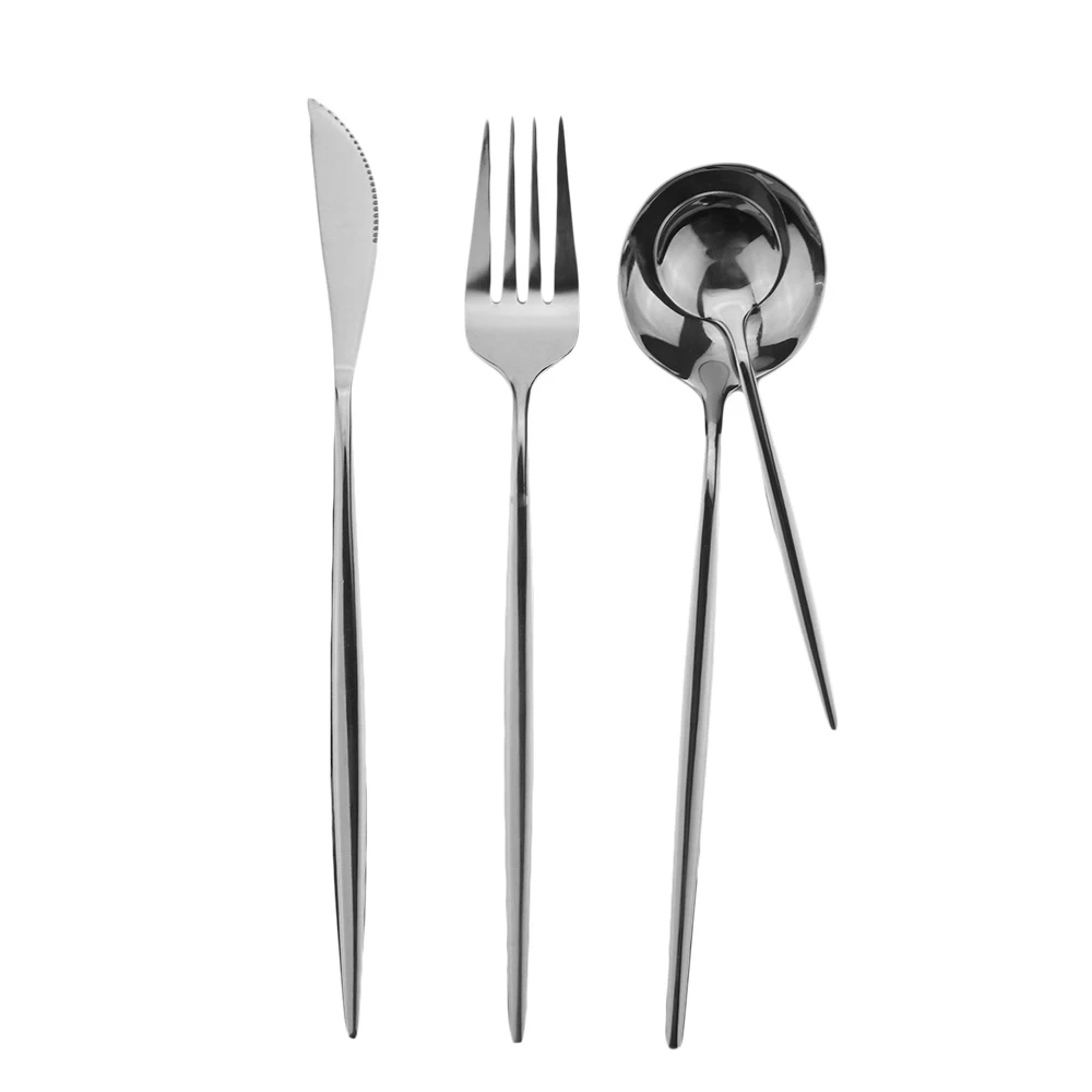 Description Picture 4 of item8/16Pcs Black Gold Dinner Fork Tableware Dinnerware Stainless Steel Silverware Gold Kitchen Flatware Black Cutlery