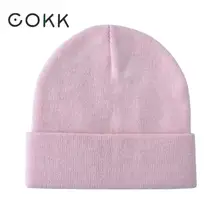 COKK, Осень-зима, женские шапки, шерстяная вязанная шапка, шапка, шапка в стиле хип-хоп, с отворотами, холодная шапочка, капот, Стрейчевые головные уборы для мужчин и женщин, одноцветные
