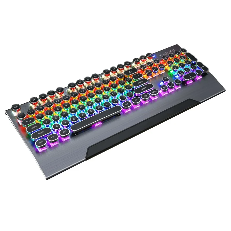 

New Retro Round Keycap Steampunk Typewriter USB Wired Mechnaical Gaming Keyboard Desktop Notebook Keyboard Double PCB Version