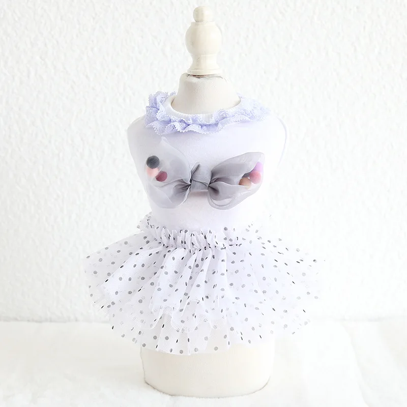 Spring and Summer Newest Style Colorful Dots Printed Dresses for Pets with Bow Decor Polka Dot Pet Dress Dog Clothes | Дом и сад