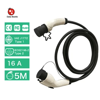 

16A Single-phase Type1 SAE J1772 to Type2 IEC 62196-2 EV charging cable (5M)