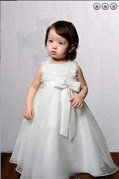 

free shipping new style 2016 Wedding Party Dresses Girl's Pageant Gowns Princess dresses beaded bow train Flower Girl Dresses