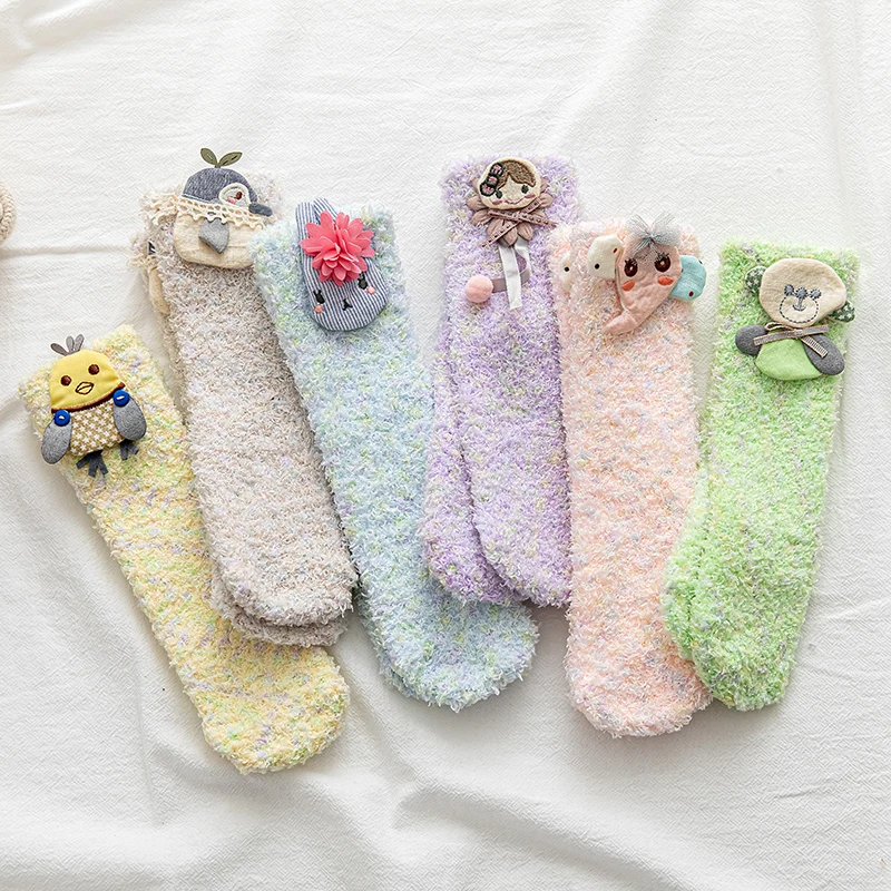 Детские Зимние флисовые утепленные носки кораллового цвета для маленьких