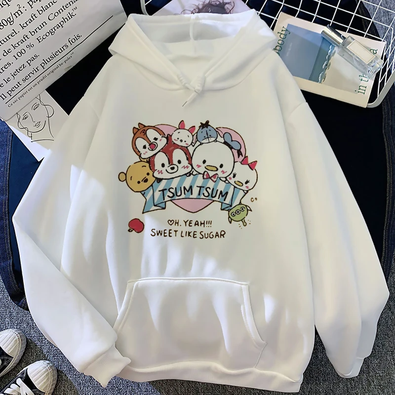 Kawaii Chip N Dale Funny Cartoon Disney Cute Anime Hoodies Women Casual Korean Style Harajuku Sweatshirt Graphic Hoody Female female cute fur collar hoodies jackets winter clothes women s quilted down cotton jacket warm loose fashion coat trendy outfits