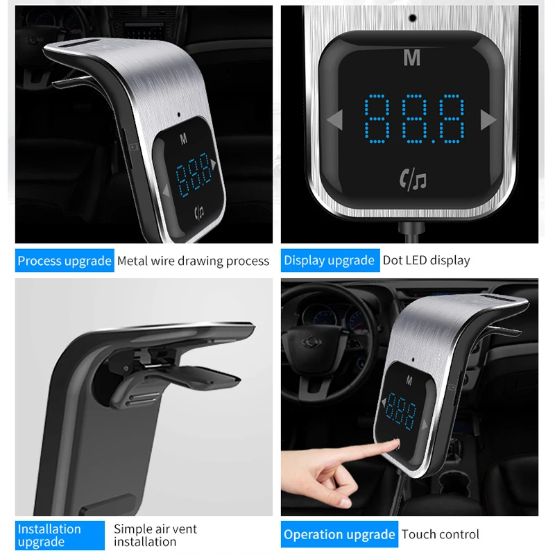 Автомобильный комплект громкой связи с Bluetooth, MP3-плеер, fm-передатчик, поддержка 32GTF карты, ЖК-экран, совместимые с 12-24 В, автомобильные аксессуары