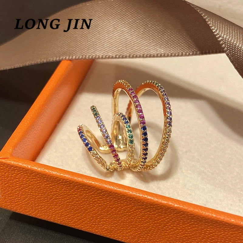 

Multi-Layer Line Ear Bone Clip Without Pierced Ears Trendy Ear Multi-Layer Semi-Circular Irregular Color Zircon Earring Jewelry