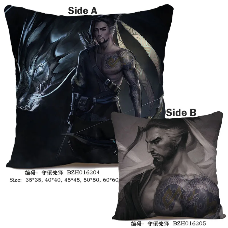 18 45X45 см аниме игра Overwatch наволочка OW dva Mercy Mei Hanzo Genji Reaper Dakimakura Чехол 3D двухсторонний принт наволочка - Цвет: 18