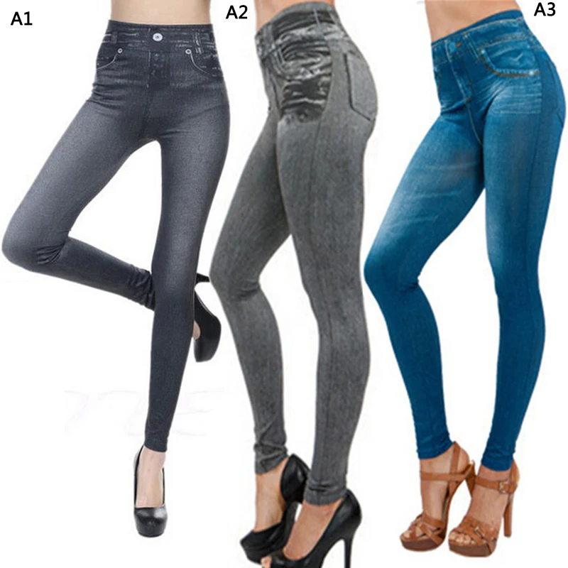 Женские брюки с принтом, имитация ног, модные эластичные леггинсы с высокой талией