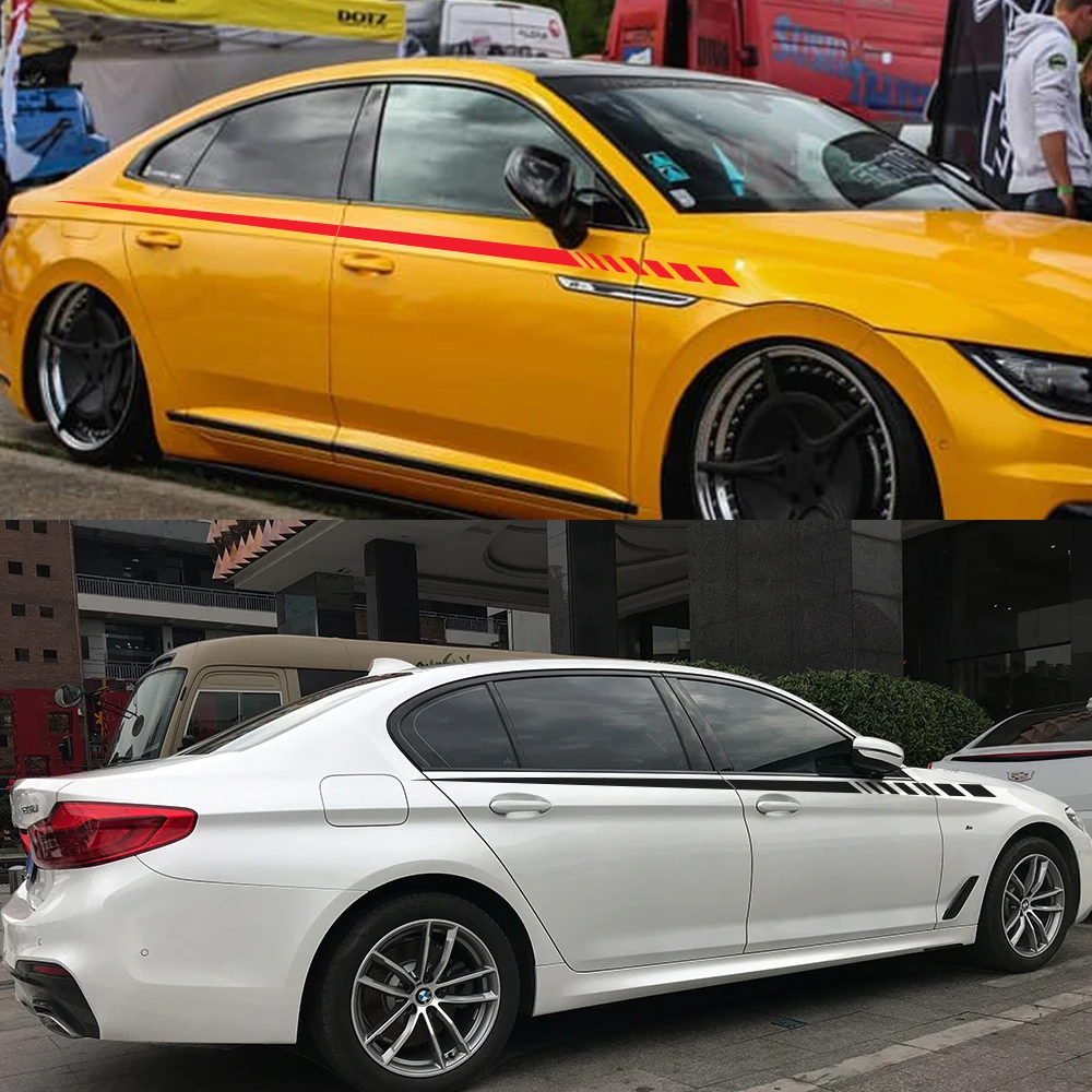 2 шт. Автомобильная длинная полосатая наклейка с обеих сторон кузова автомобиля