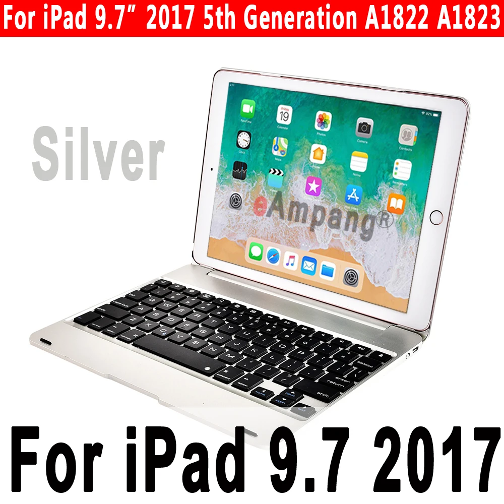 Smart Keyboard чехол для Apple iPad 9,7 5th 6th поколение воздушных 1 2 Air1 Air2 Pro 9,7 A1893 A1954 A1822 A1823+ Защитная пленка+ ручка - Цвет: Silver for 9.7 2017