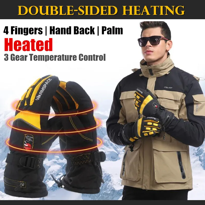 4000MAH Smart Electric Heating Gloves Waterproof Li-Battery Double-side Self Heated Ski Gloves