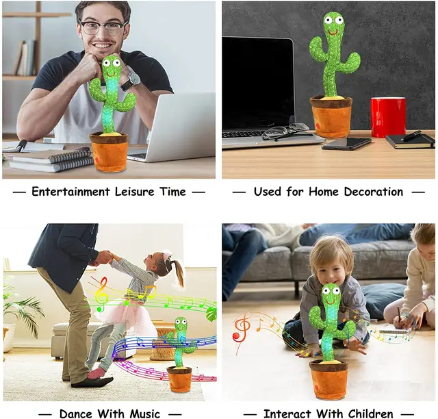 Kids Dancing Cactus Electronic Plush Toys Singing Recording Lighting Decoration Gift Funny Early Education Toys For Boy Girl 6