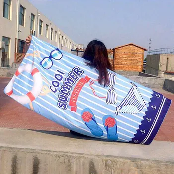 

Fuwatacchi Microfiber Beach Towel Swimming Sports Yoga Fitness Towels Women's 70*150cm Large Fashion Summer Surfing Robe Blanket