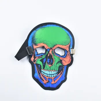 

Halloween Sound Activated DJ Music Mask LED Skull Light Up Mask Halloween Party Glowing Cosplay Accessories Full Face Cover