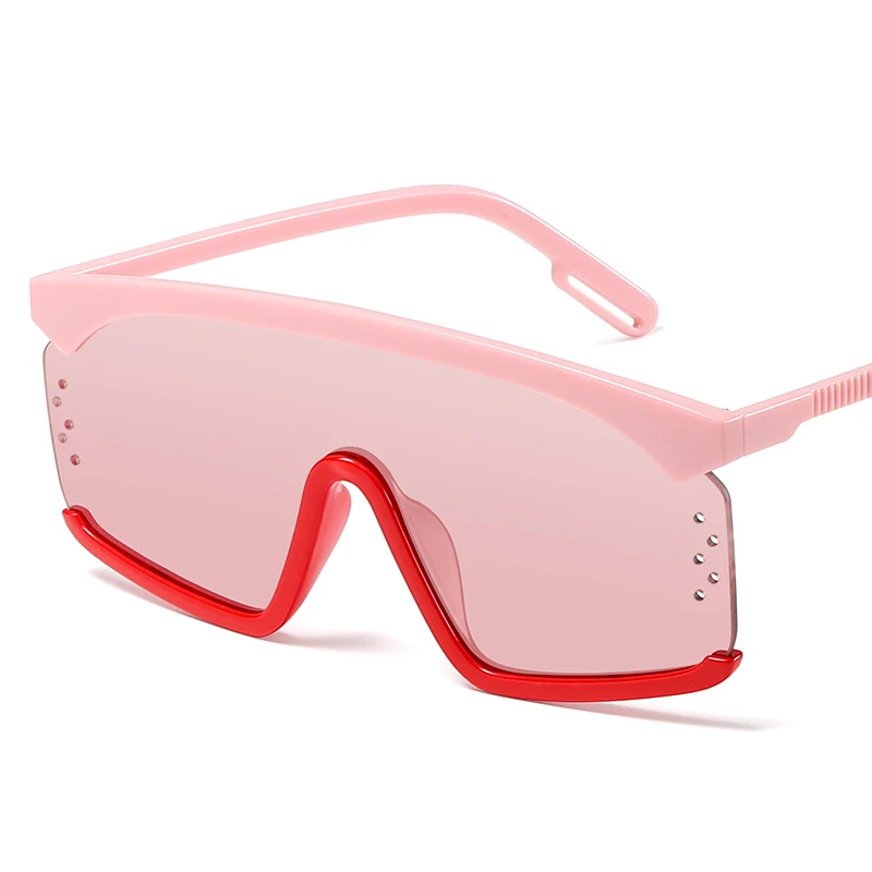 Longkeperer большой кошачий глаз солнцезащитные очки для женщин цельный плоский Топ безграничные гафы оттенки мужские стимпанк Oculos UV400 - Цвет линз: C3 pink pink