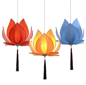 

Fabric Zen Chandelier Chandelier Classical Lotus Lamp Restaurant Lighting New Chinese Temple Hall Living Room Restaurant Iron AC