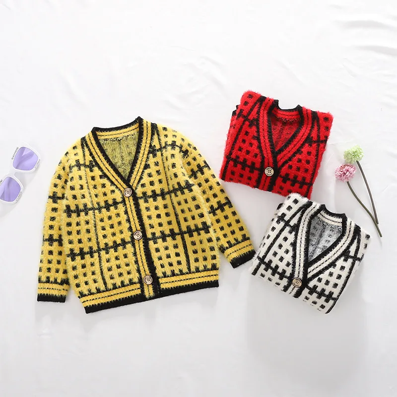 

2019 Spring And Autumn New Style Childrenswear Sweater Girls Cardigan Sweater Pretends Coat Children's Network Red Sweater Women