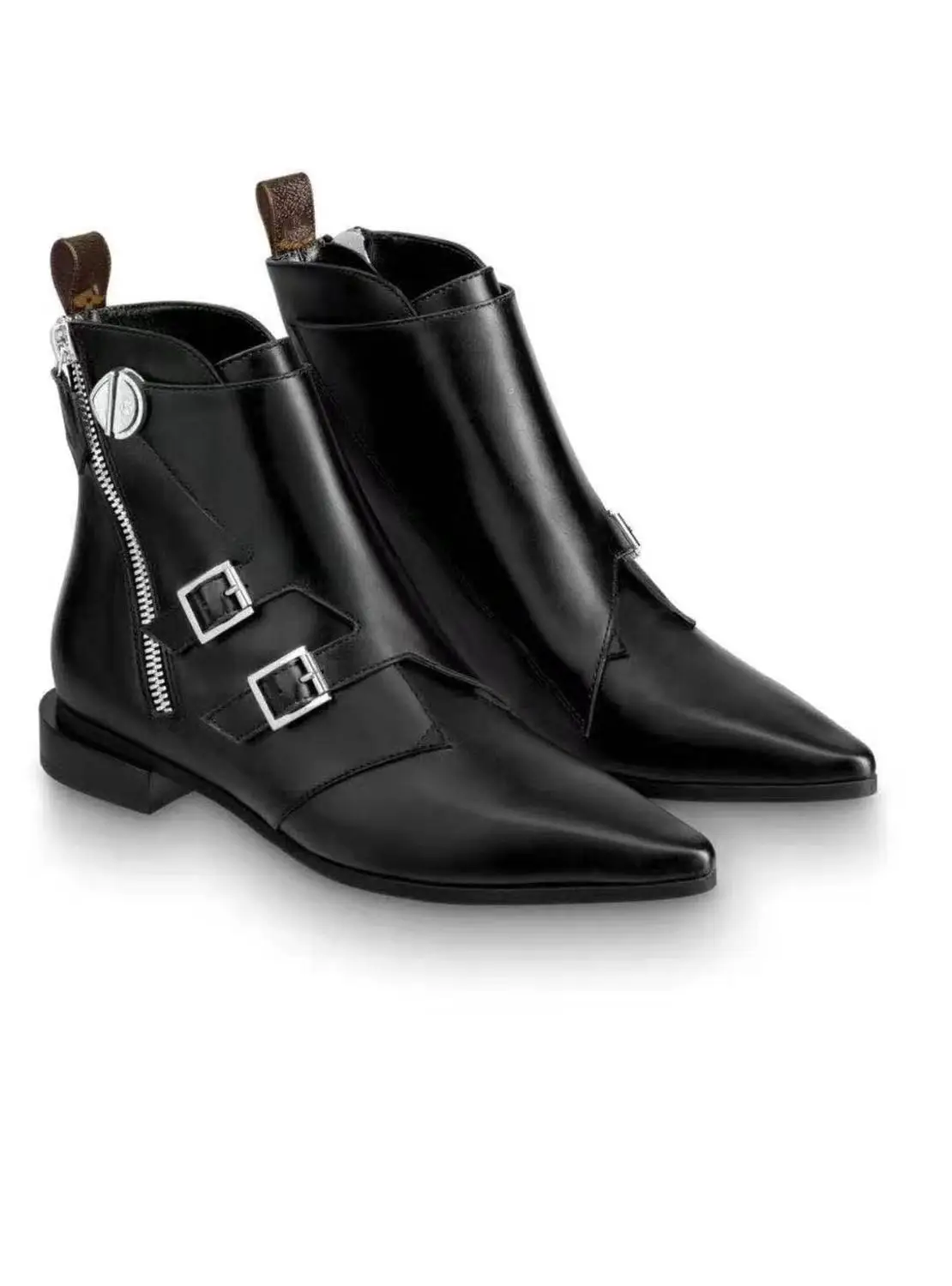 

TOP Women Genuine Leather Boots Brogue Carved Ankle Boots Fashion Chelsea Low Heels Ladies Booties Autumn 2019