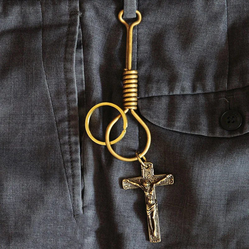 brass cross jesus keychain pendant (8)