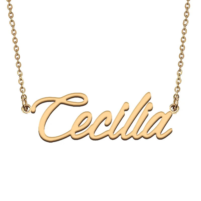 Cecilia Custom Name Necklace Customized Pendant Choker Personalized Jewelry Gift for Women Girls Friend Christmas Present