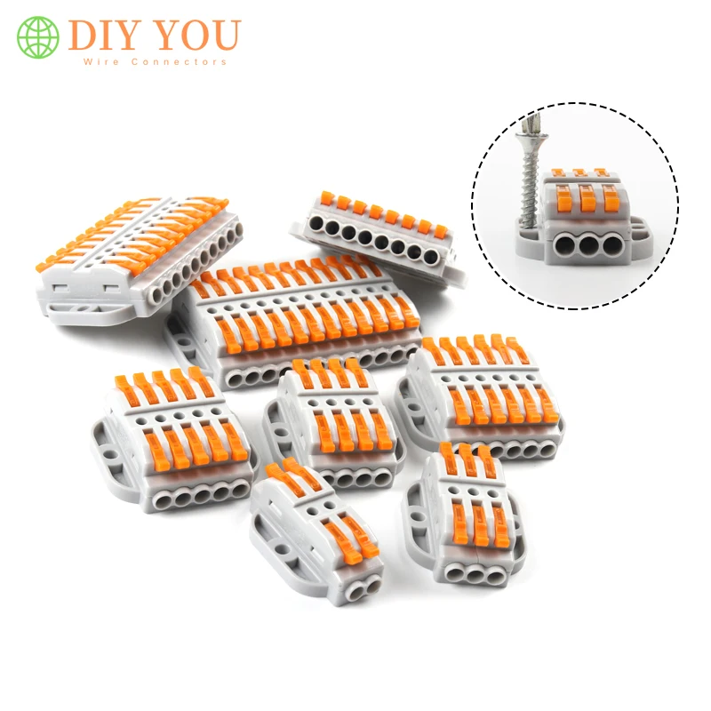 

1PCS Electrical Wire Connectors 2/3/4/5/6/8/10/12pin fixed cable Wiring Connector push-in Universal Conductor Terminal Block SPL
