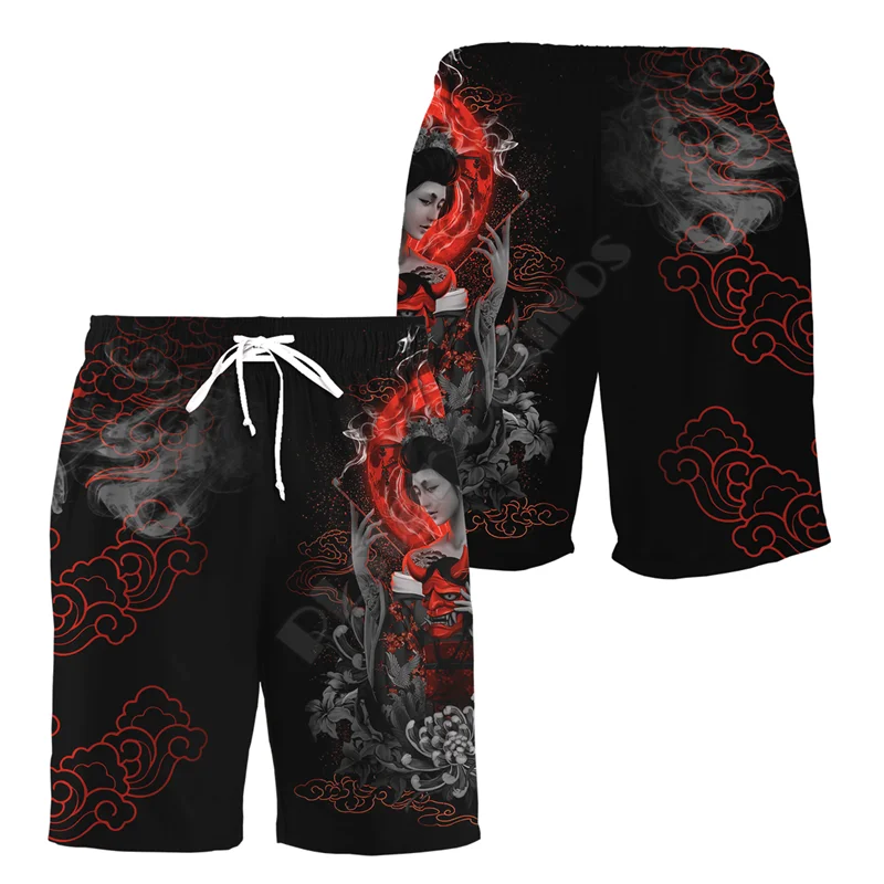 PLstar Cosmos Street Casual Shorts Men Summer Mask Tattoo Printed 3d Shorts Harajuku Casual Elastic Waist shorts
