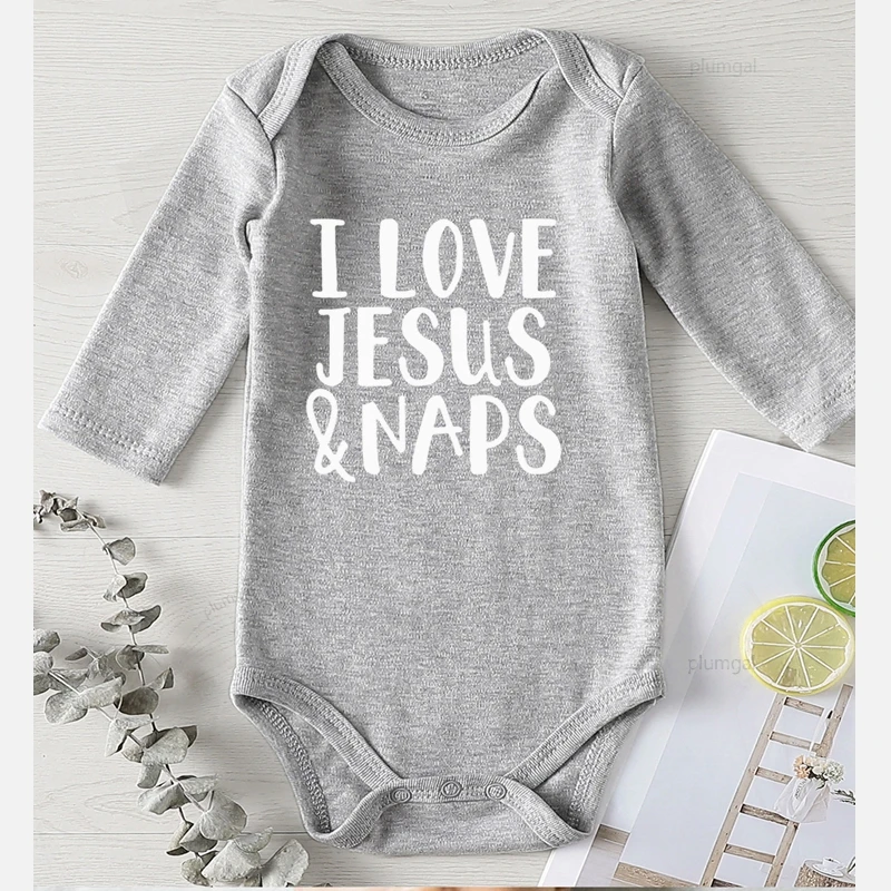 I Love Jesus Letter Printed Infant Shower Gifts Toddler Girl Costume New Born Baby Clothes Kids Clothing Newborns Jumpsuits cheap baby bodysuits	 Baby Rompers