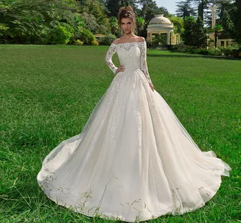 

Custom Made Off The Shoulder Long Sleeve Appliques Princess Ball Gown Wedding Dress Plus Size Alibaba China Abiti Da Sposa