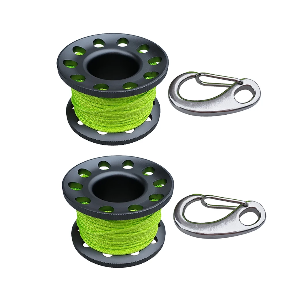 2 Scuba Reel With Egg Quick Link& Snap For Underwater Diving Water Sport Diving Guide Finger Spool 