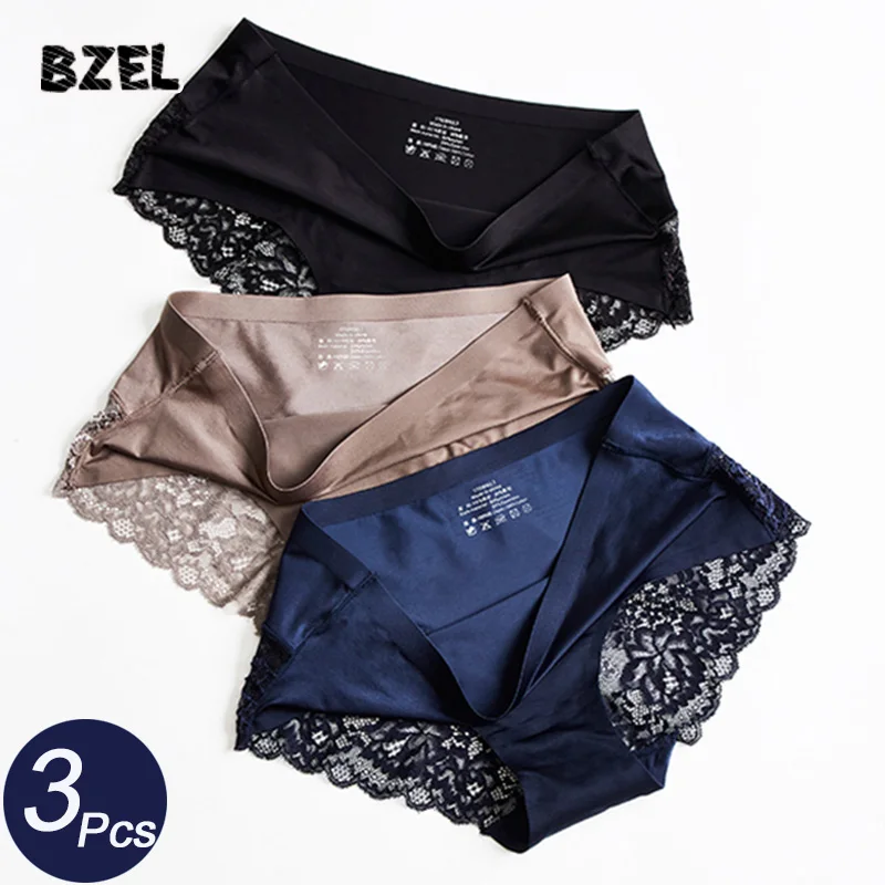 Трусы женские кружевные бесшовные с низкой талией 3 шт./лот | Женская одежда
