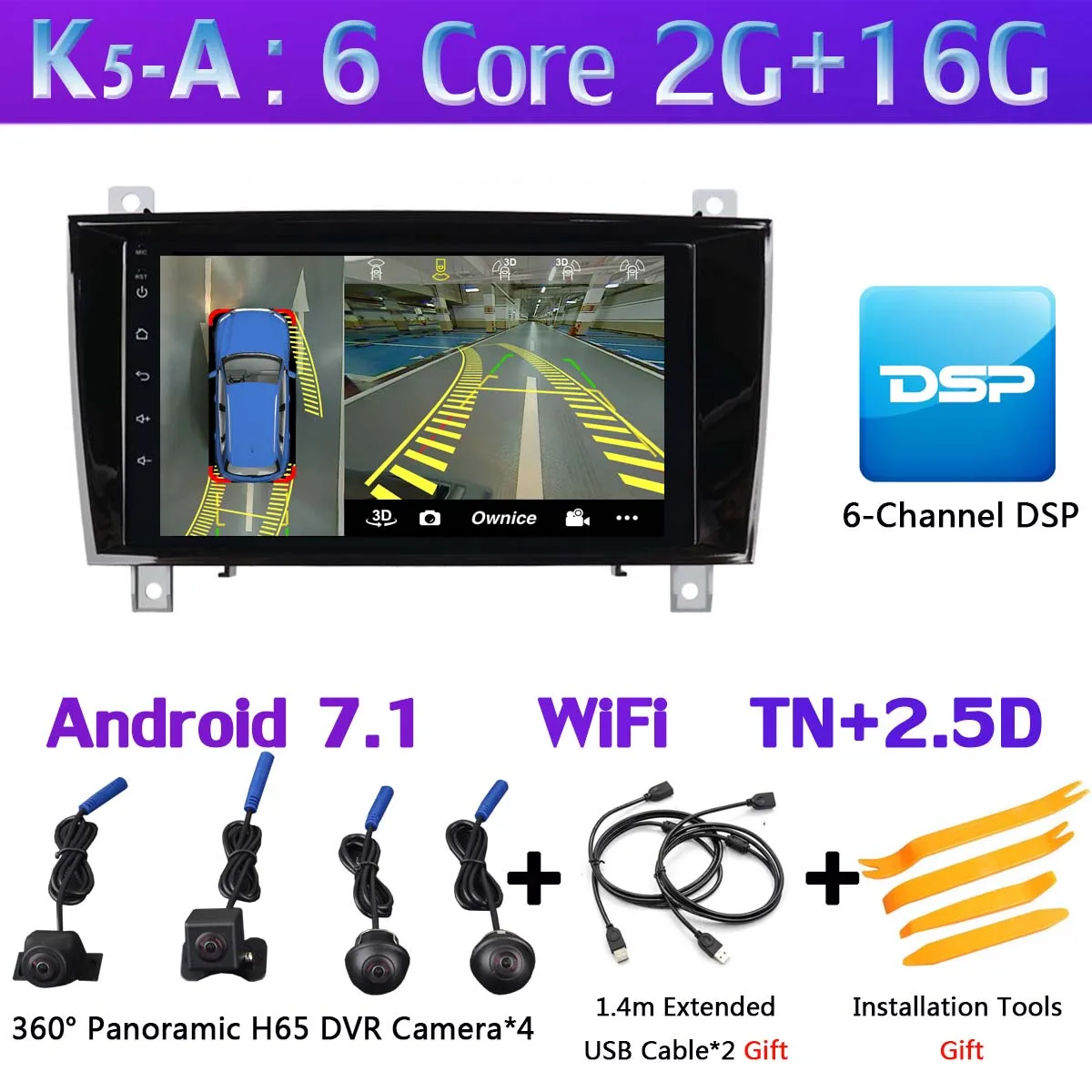 K5-A 360 ° панорамный Android 9,0 4G+ 64G Автомобильный плеер CarPlay Авто DSP SPDIF gps радио для Mercedes Benz SLK КЛАСС R171 W171 SLK200 SLK28 - Цвет: K5-A