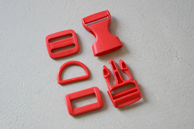 10 sets plastic release buckles D rings 3/4"(20mm) clip clasp belt straps tri-glides sliders DIY dog collar bags accessories