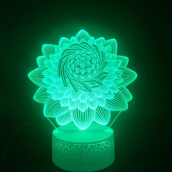

3D Lamp Lotus Flower Beautiful Present for Girls for Christmas Decoration Color Changing with Remote Usb Led Night Light Lamp