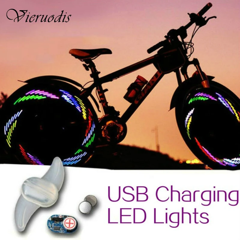 

Bike Luminous Wheel Spokes USB Charging LED Lights Lamps New Cycling Riding Spokes Light With Seven Super Bright RGB Blue Led