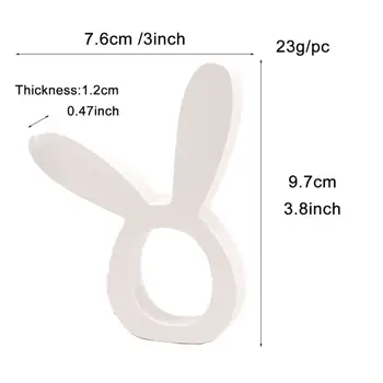 

5Pcs Easter White Wooden Bunny Napkin Rings Holder Rabbit Shape Serviette Buckle T8WB