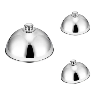 

2Pcs 12.5 Inch Round Basting Cover Stainless Steel Cheese Melting Dome and Steaming Cover