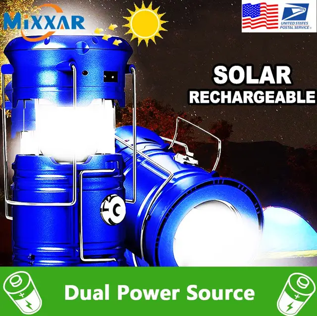 US $6.80 EZK20 Dropshipping LED Camping Lantern Flashlights Collapsible Solar Tent Light Gear Equipment for 