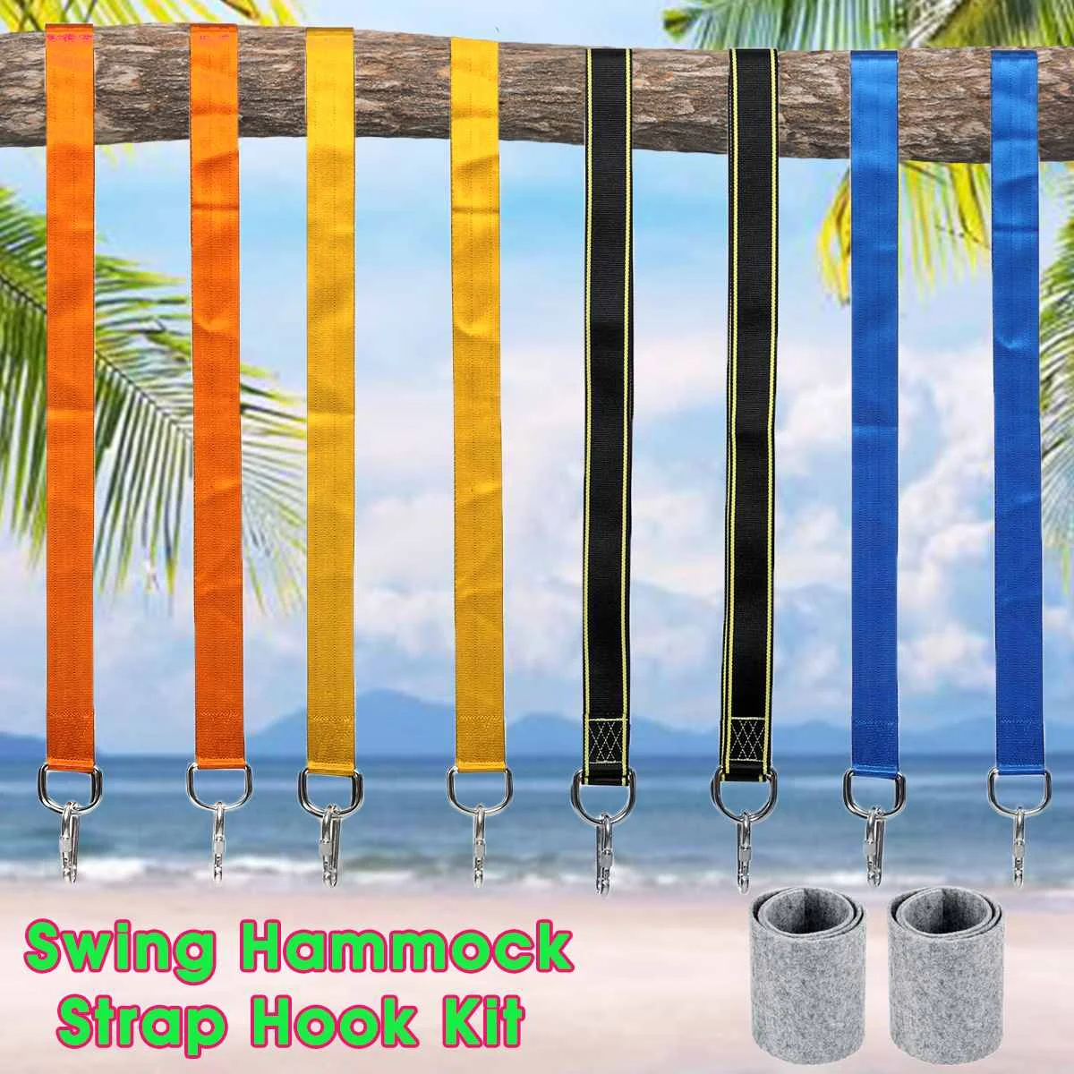 

150*60cm Hammock Strap Outdoor Camping Hiking Hammock Rope with Hos Carrry Bag 1000kg Load Tree Hanging Chair Belt