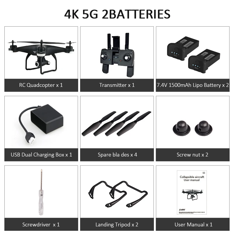 SJRC S20 PRO 5G wifi FPV двойной gps удерживающий высоту с 4K широкоугольной камерой и VR режимом динамического следования RC Дрон Квадрокоптер RTF - Цвет: 4K-5G 2Battery