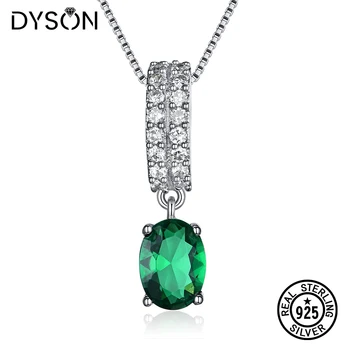 

Dyson 925 Sterling Sliver Necklace Luxury Created Nano Emerald Sapphire Ruby Pendant Necklaces For Women Gifts Fine Jewelry