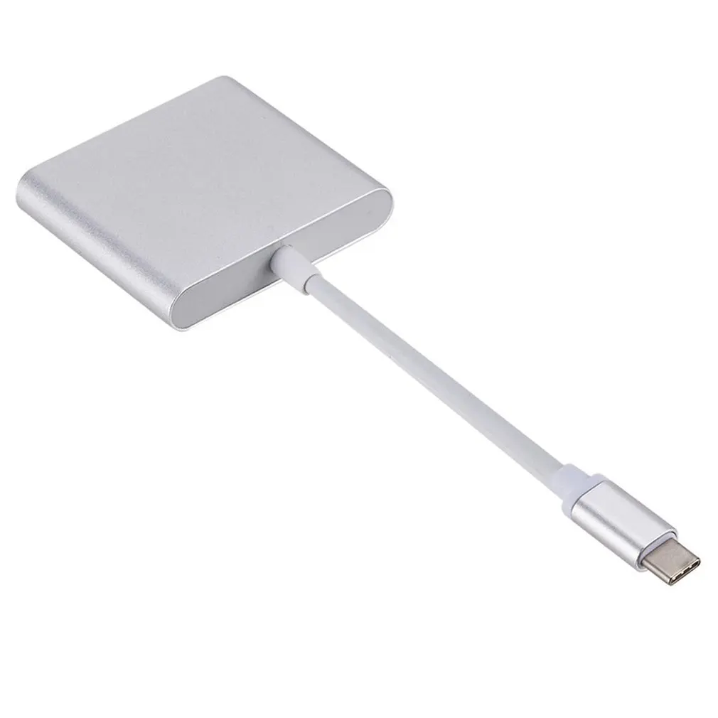 USB-C к HDMI 3 в 1 кабель конвертер для Apple Macbook USB 3,1 Thunderbolt 3 type C переключатель к HDMI 4K концентратор адаптер кабель 1080P - Цвет: Серебристый