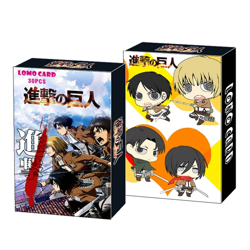 30Pcs/Box Anime Attack On Titan Cards Cartoon Postcard Artbook Props Lomo Card Gift Collection