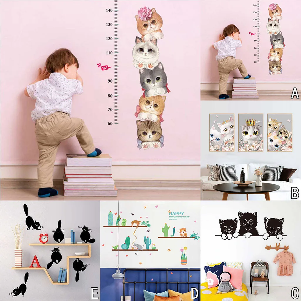 Wall Stickers Child Growth Meter Wall Stickers Cute Cat Theme