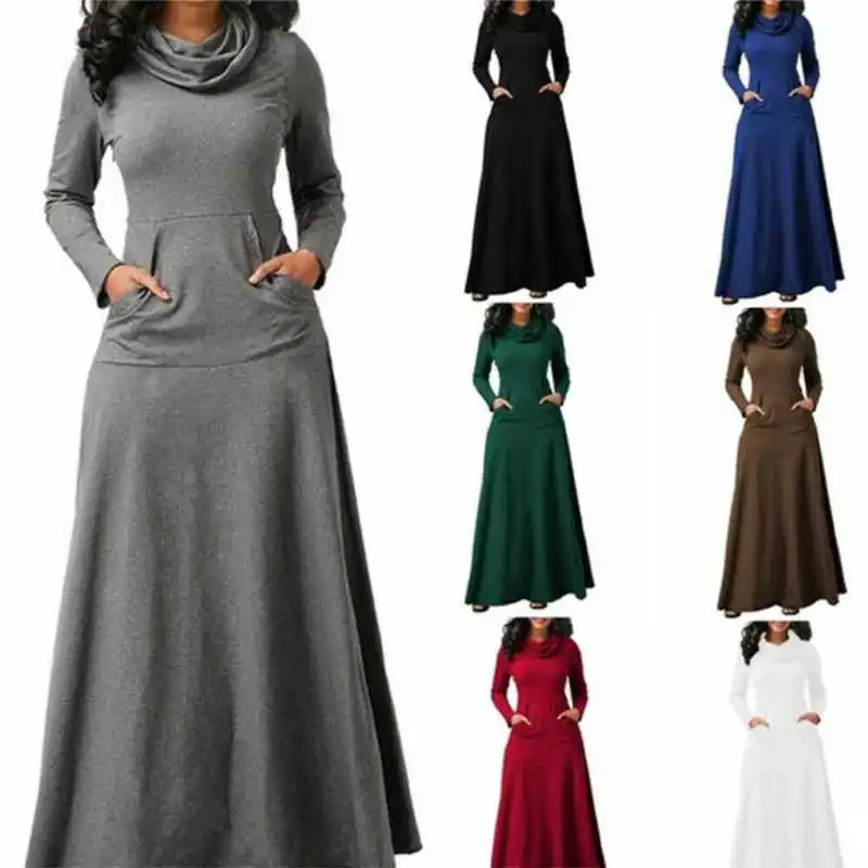 

Size S-5XL Maxi Abaya Jilbab Women Sleeve Long UK Islamic Muslim Dress Prom Kaftan